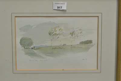 Lot 917 - *Hugh Casson (1910-1999) watercolour - Windy Day, Highgate, signed with initials and dated ‘89, in glazed frame