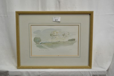 Lot 917 - *Hugh Casson (1910-1999) watercolour - Windy Day, Highgate, signed with initials and dated ‘89, in glazed frame