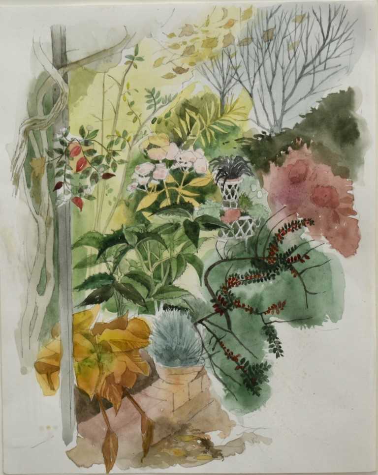 Lot 906 - Sheila Jackson (1922-2011) watercolour illustration from the book ‘Blooming Small’, signed to gallery label, 27cm x 22cm, in glazed frame