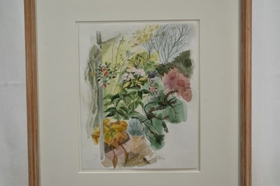 Lot 906 - Sheila Jackson (1922-2011) watercolour illustration from the book ‘Blooming Small’, signed to gallery label, 27cm x 22cm, in glazed frame