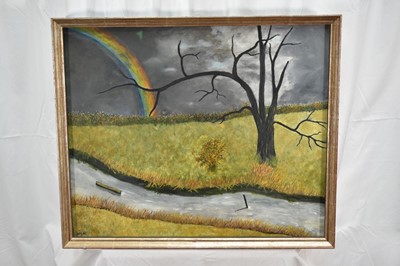 Lot 929 - *Harry Hambling (1902-1998) oil on board - The Rainbow, initialled, 53.5cm x 64.5cm, in glazed frame