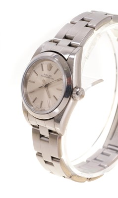 Lot 582 - Ladies Rolex Oyster Perpetual stainless steel wristwatch, boxed with papers