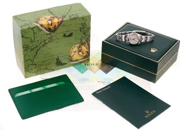 Lot 582 - Ladies Rolex Oyster Perpetual stainless steel wristwatch, boxed with papers
