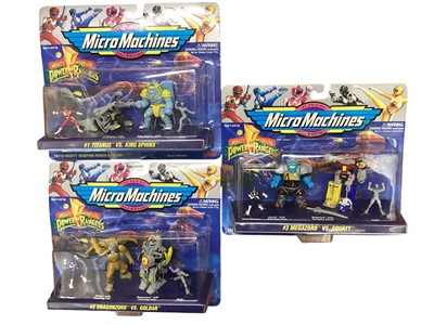 Lot 67 - Galoob (c1994) Mighty Morphin Power Rangers Micro Machines No.74700 (x5) & No.74710 (x3) (Complete Set), plus (c1991) Military Vehicle 13C-C5710 transforms into base