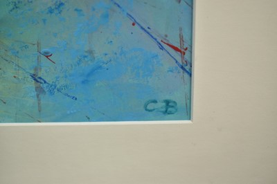 Lot 925 - Catherine Barnes, (Contemporary), acrylic on paper - "French Farmhouse", initialled, signed verso and titled, 47cm sqaure, in glazed gilt frame