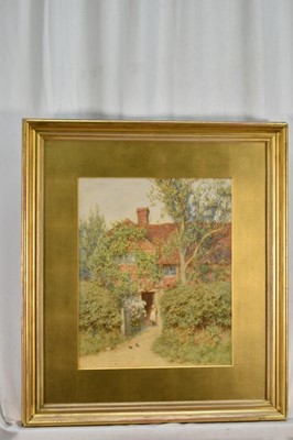 Lot 1444 - Helen Allingham (1848-1926) watercolour - 'At a Cottage Door, West Horsley', signed, 34cm x 28cm, in original gilt frame