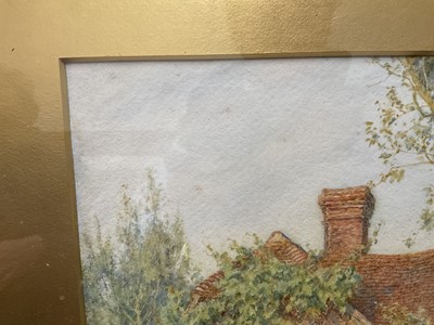 Lot 1444 - Helen Allingham (1848-1926) watercolour - 'At a Cottage Door, West Horsley', signed, 34cm x 28cm, in original gilt frame