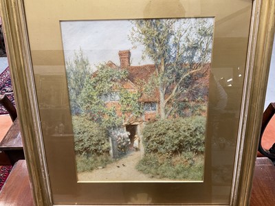 Lot 1444 - Helen Allingham (1848-1926) watercolour - 'At a Cottage Door, West Horsley', signed, 34cm x 28cm, in original gilt frame