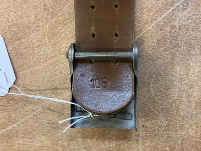 Lot 741 - Second World Nazi German SS belt buckle and on brown leather belt, the belt stamped 105.