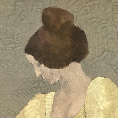 Lot 131 - Manner of Gwen John (1876-1939) gouache on paper - Seated Figure in Yellow, 61cm x 52cm, in glazed frame
