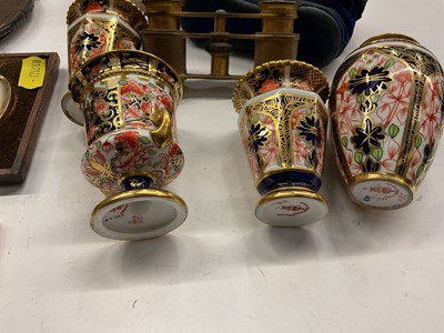 Lot 16 - A pair of portrait miniatures on ivory, Crown Derby, opera glasses etc