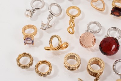 Lot 78 - Collection of silver and gem-set charms to include Jennifer Lopez 'J Lo' Collection 'Endless' charms, Christina charms, etc (approximately 28)