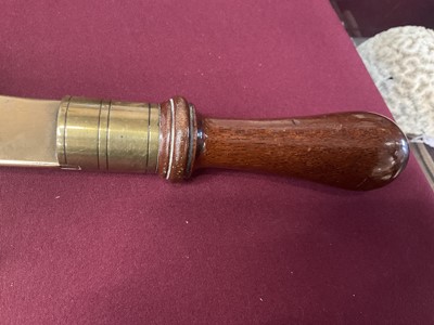 Lot 985 - Pair of late 19th century brass and fruitwood cleavers