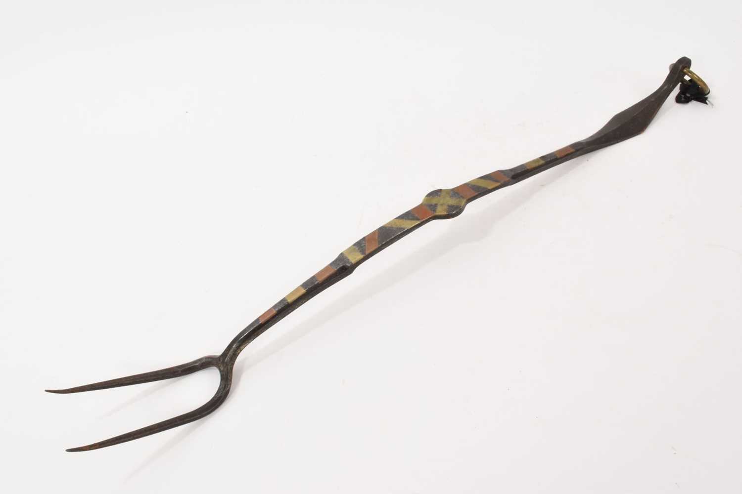 Lot 995 - Good George III brass inlaid wrought iron toasting fork