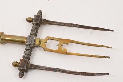 Lot 996 - Early 19th century wrought iron and brass toasting fork