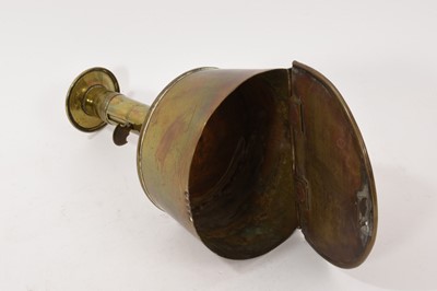 Lot 974 - Early 19th century sheet brass combination slide ejection tinderbox candlestick
