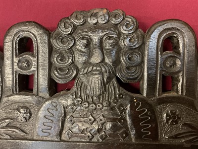 Lot 966 - 17th century carved oak pediment