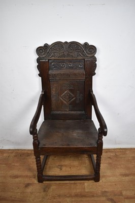 Lot 1540 - Charles II oak wainscot chair
