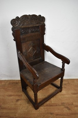 Lot 1540 - Charles II oak wainscot chair