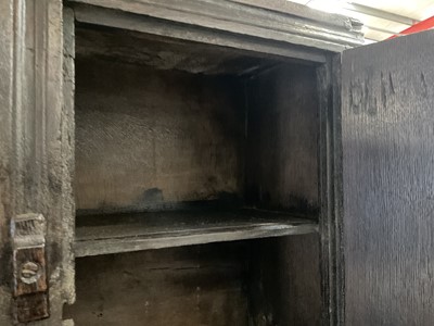 Lot 1532 - Rare Charles II oak two door mural cupboard