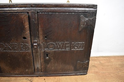 Lot 1532 - Rare Charles II oak two door mural cupboard