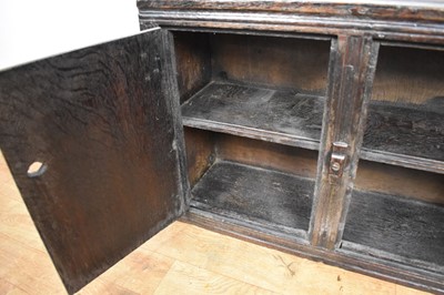 Lot 1532 - Rare Charles II oak two door mural cupboard