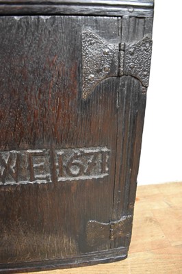 Lot 1532 - Rare Charles II oak two door mural cupboard