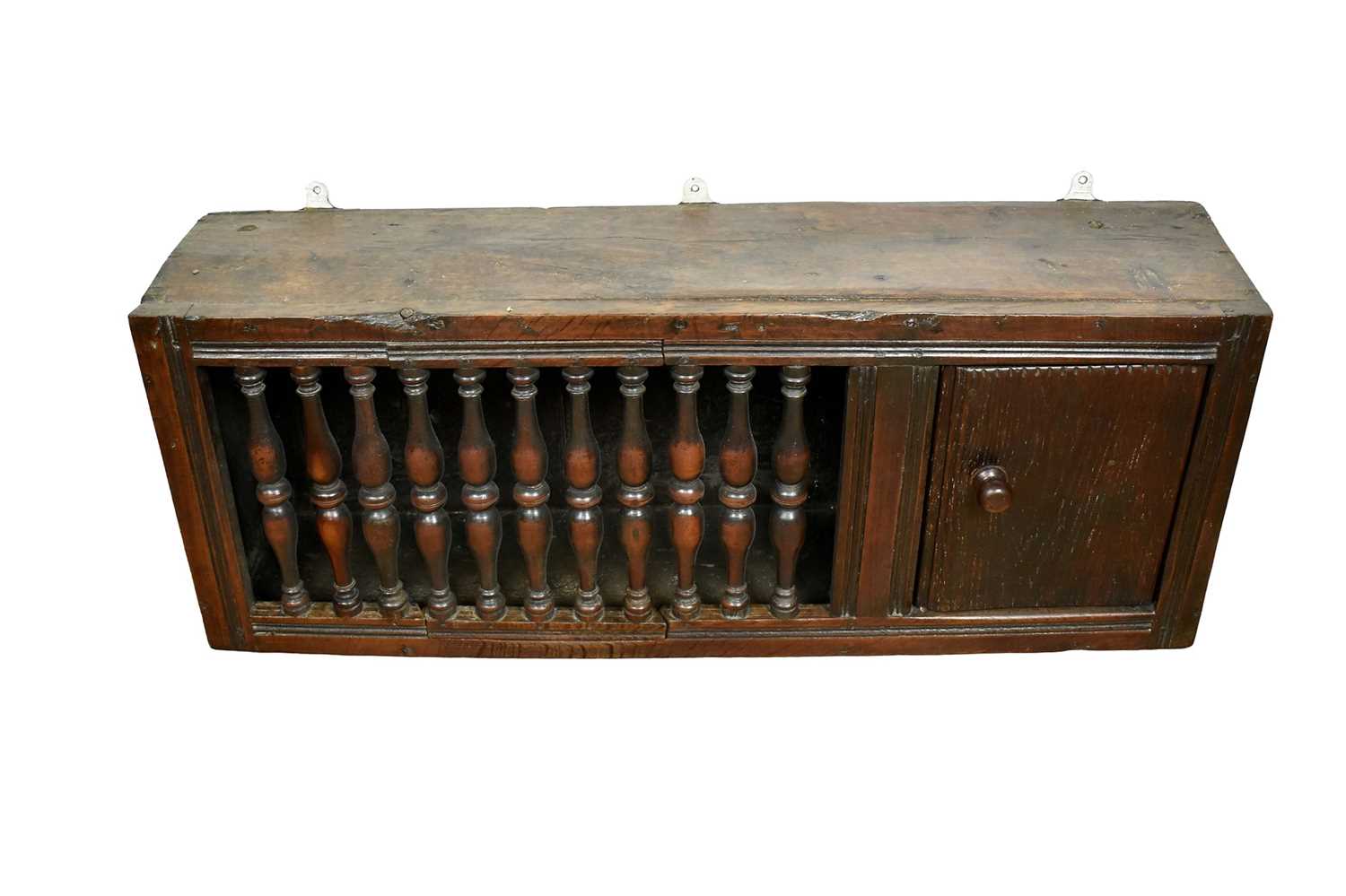 Lot 1533 - 17th century style oak and fruitwood mural cupboard