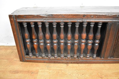 Lot 1533 - 17th century style oak and fruitwood mural cupboard