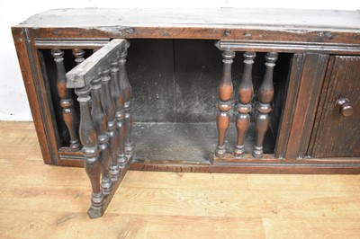 Lot 1533 - 17th century style oak and fruitwood mural cupboard