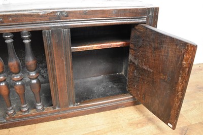 Lot 1533 - 17th century style oak and fruitwood mural cupboard