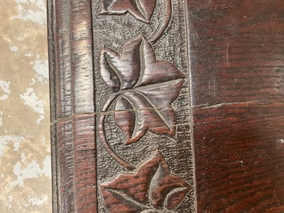 Lot 1534 - Late 17th century and later carved oak single drawer side table