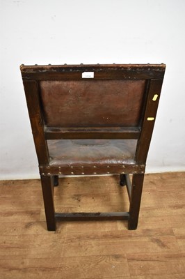 Lot 1536 - Carolean leather upholstered oak side chair, together with an ash and elm Windsor chair