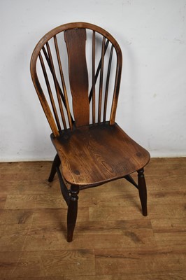 Lot 1536 - Carolean leather upholstered oak side chair, together with an ash and elm Windsor chair
