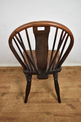 Lot 1536 - Carolean leather upholstered oak side chair, together with an ash and elm Windsor chair
