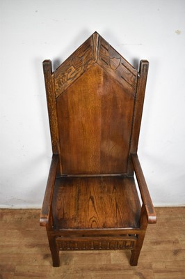 Lot 1537 - Mediaeval revival oak throne chair
