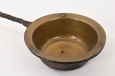 Lot 980 - Late 17th / early 18th century brass and wrought iron skillet