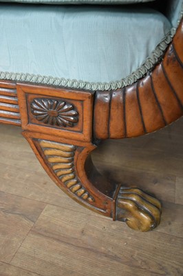 Lot 82 - Early 19th century mahogany and satinwood banded scroll end settee