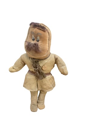 Lot 815 - Scarce original First World War Bruce Bairnsfather 'Ole Bill' mascot / doll, the straw filled doll with original sewn on paper tag 'reg. no. 662457 Ole Bill Mascot, Made in England', 36cm in ove...