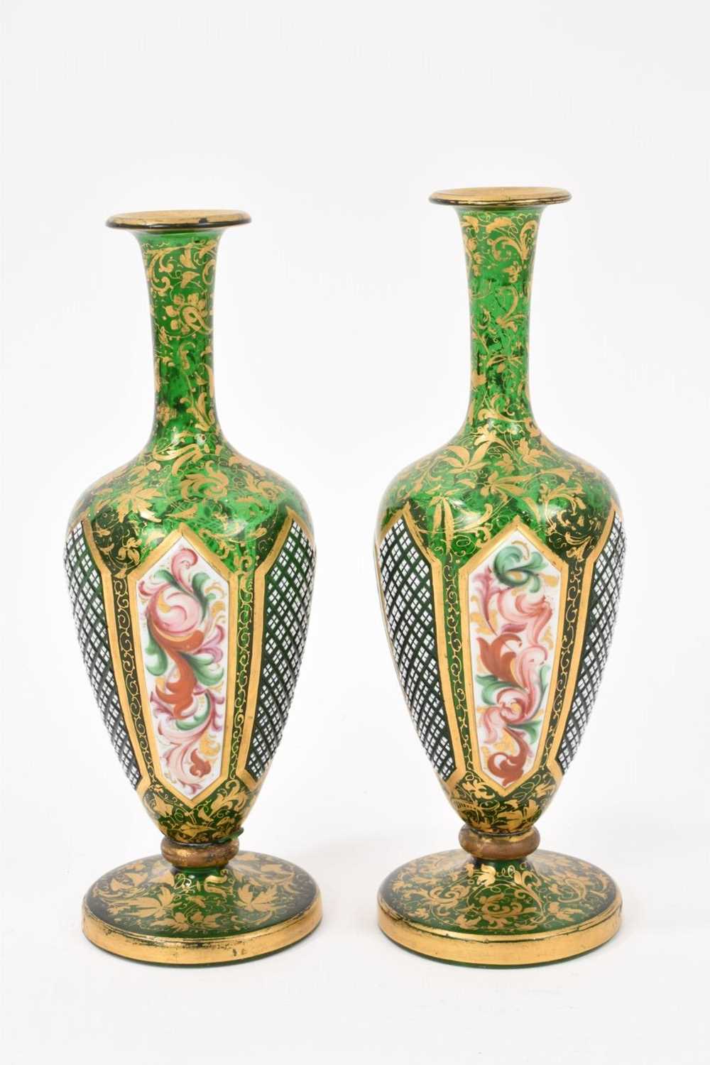 Lot 68 - Pair of 19th century Bohemian overlaid glass vases