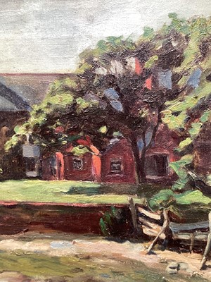 Lot 1309 - Manner of Sir Alfred Munnings (1878-1959) oil on canvas - Riverside Buildings, bearing signature, 51cm x 61cm, in gilt frame