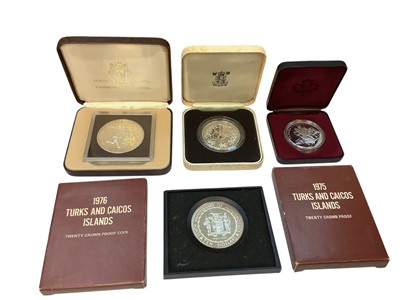 Lot 540 - World - Mixed silver proof coins to include Canada Dollars x 8, Turks & Caicos Islands, 20 Crowns 1975, 1976, 1978, 10 Crowns 1979, Jamaica $10 commemorating 'Anniversary of Independence' 19...
