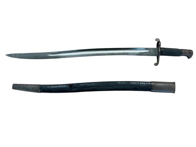 Lot 964 - British 1856 Pattern yatagang bayonet with steel mounted leather scabbard