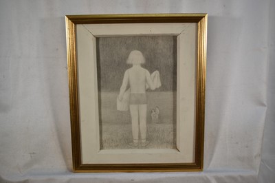 Lot 1372 - *Richard Eurich (1903-1992) pencil - Girl on beach, signed and dated '83, 24cm x 16.5cm, in glazed frame