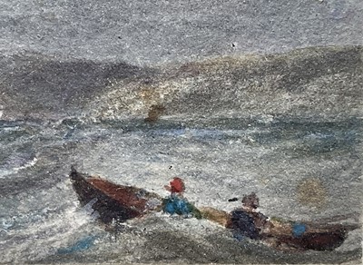 Lot 68 - William Davison (1808-1870) watercolour - Boats off the Coast, signed with initials, 7.5cm x 11cm, in glazed frame
