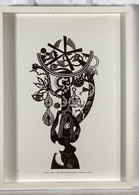 Lot 86 - Richard Drew, known as Zacron (British, 1943-2012) collograph print - Eden Tree, from the Journey of Man Suite, signed and numbered, 54 x 39cm, glazed frame