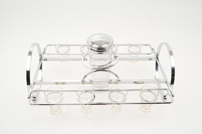 Lot 450 - Stylish Art Deco yacht’s chrome cocktail stand engraved glasses and shaker