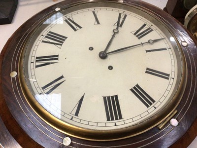 Lot 325 - Victorian rosewood drop dial wall clock with mother of pearl decoration
