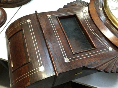 Lot 325 - Victorian rosewood drop dial wall clock with mother of pearl decoration