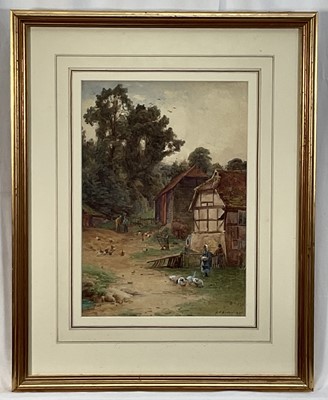 Lot 7 - F E Bodkin (19th/20th Century) watercolour - country scene, signed and dated 1886, 35cm x 24cm, in glazed frame